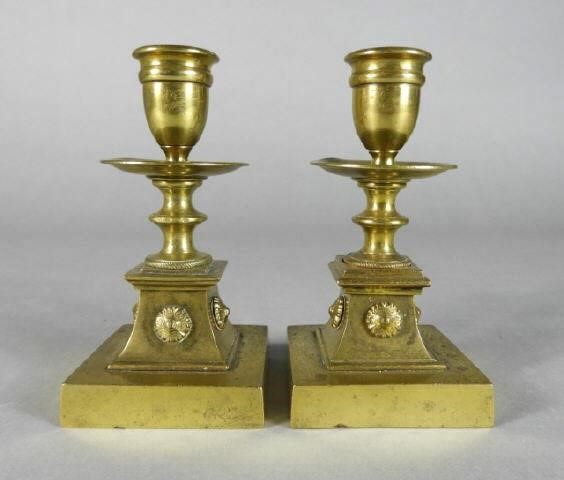 CONTINENTAL BRASS DWARF CANDLESTICKS,