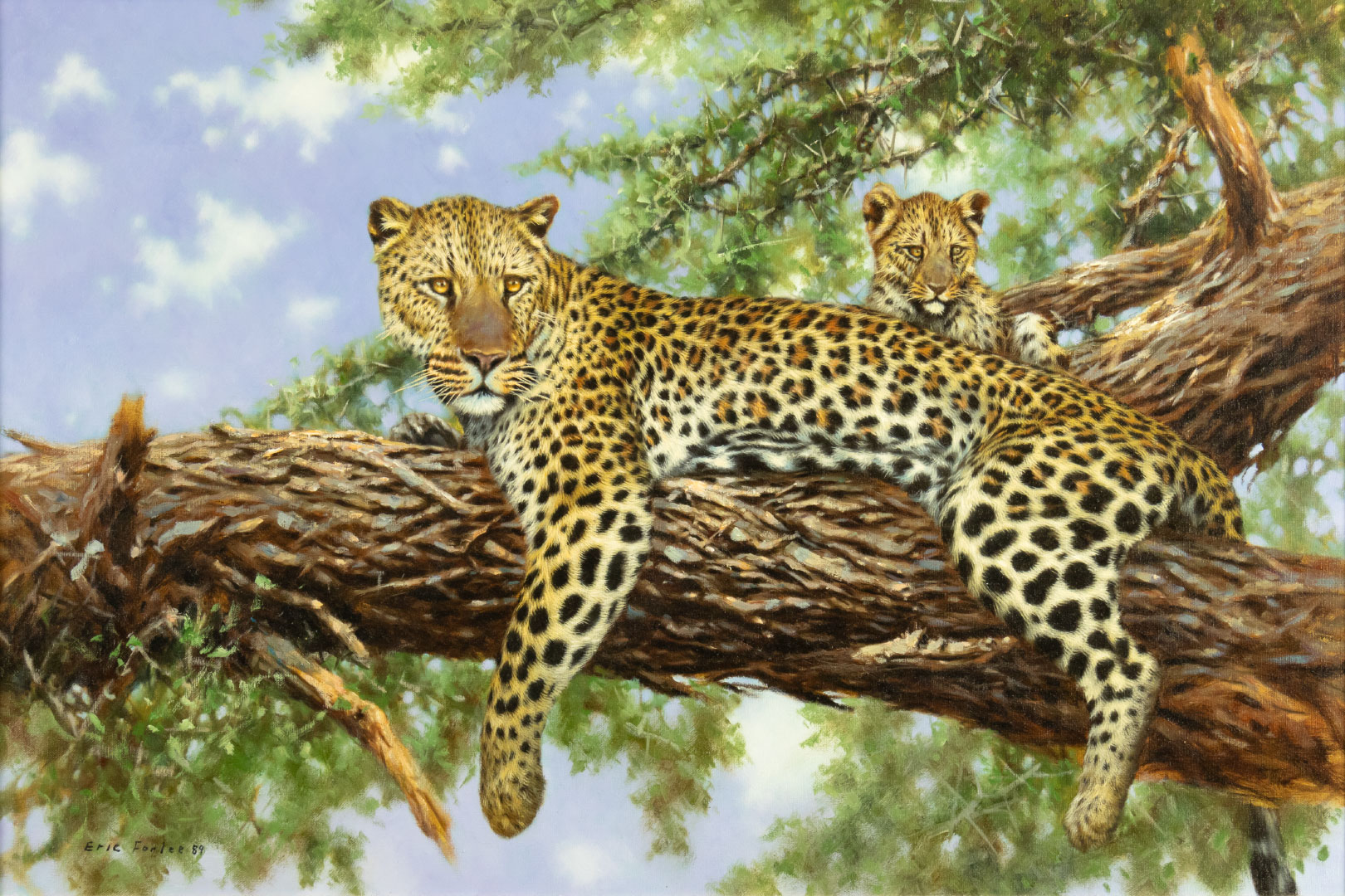 ERIC FORLEE (1949-), LEOPARDS IN