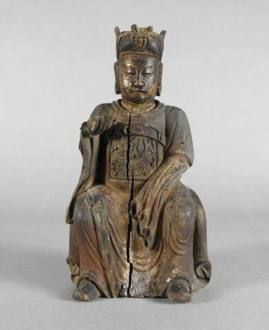 CARVED DAOIST DEITY, 19TH C.A carved