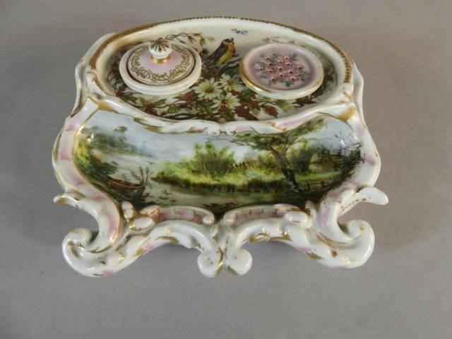 FRENCH PORCELAIN INKWELL, LATE