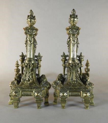 FRENCH GILT BRONZE CHENETS CA  3a95fd