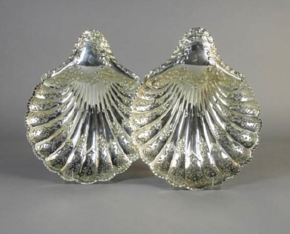 PAIR OF STERLING SILVER SHELL SHAPED 3a9647