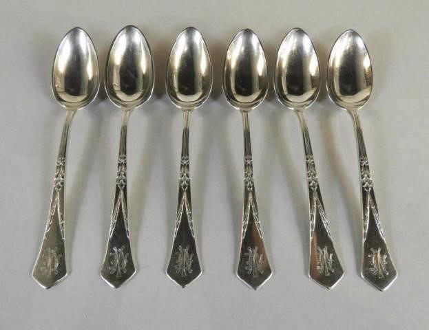 SET OF SIX RUSSIAN SILVER TEASPOONS  3a9640