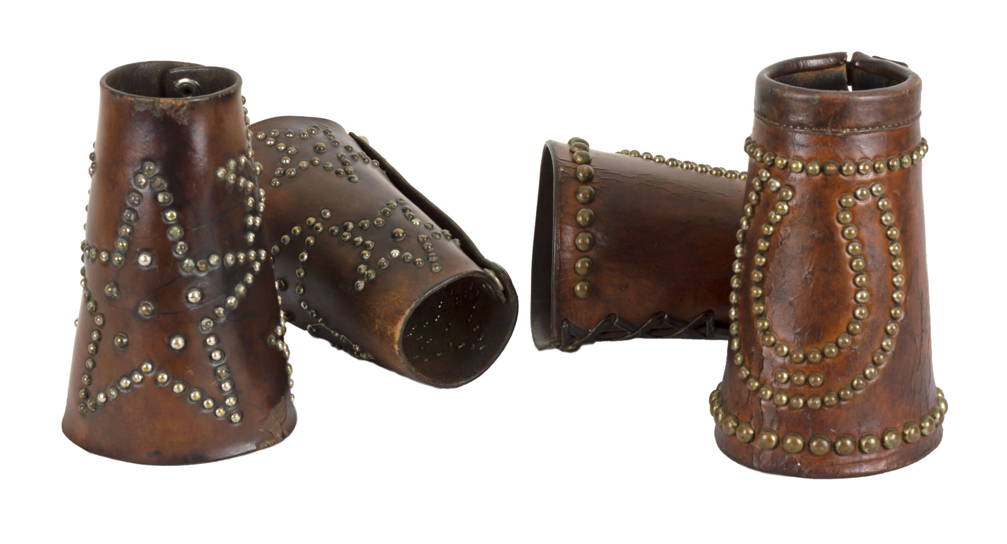 UNKNOWN, TWO PAIRS OF LEATHER CUFFS,