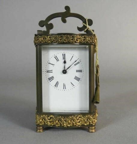 BRASS CARRIAGE CLOCK, LATE 19TH