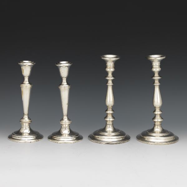 FOUR STERLING SILVER WEIGHTED CANDELSTICKS 3a71e7
