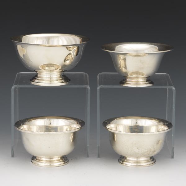 FOUR STERLING SILVER FOOTED BOWLS  2