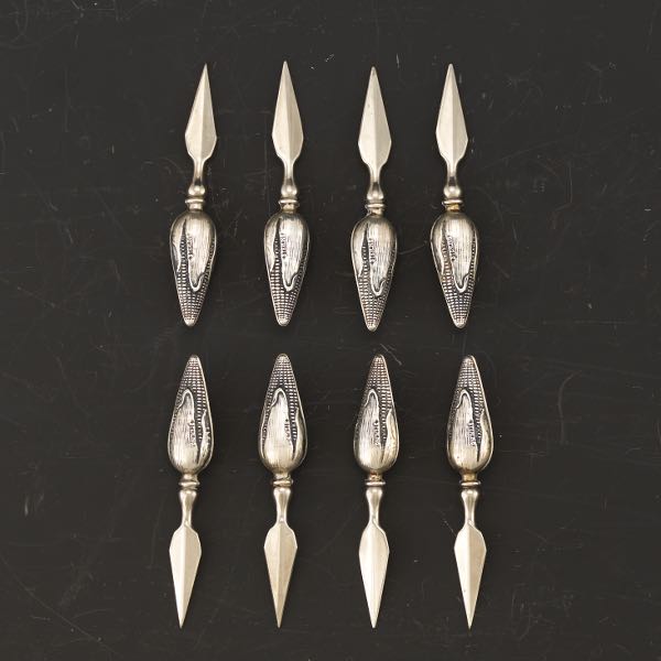 EIGHT STERLING SILVER HANDLE CORN SKEWERS