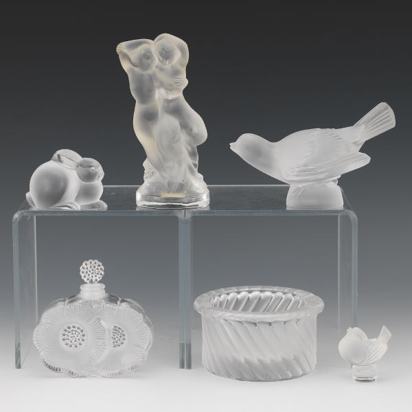 SIX LALIQUE CRYSTAL ITEMS Including  3a720e