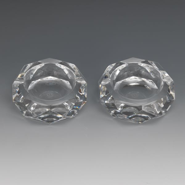 PAIR OF BACCARAT GLASS ASHTRAYS