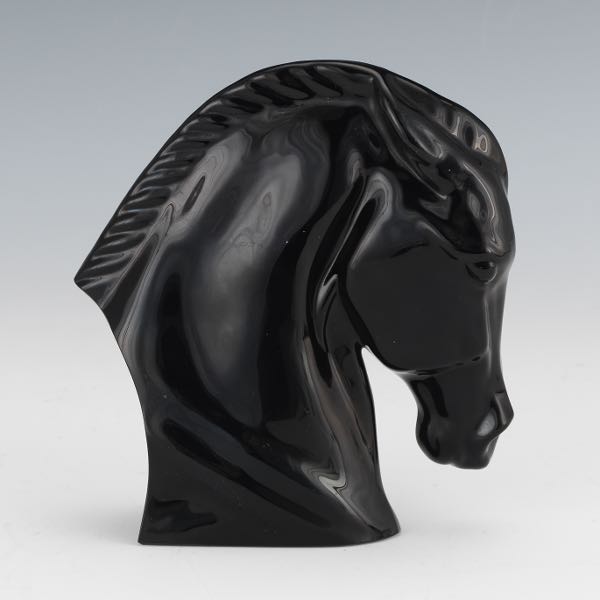 BACCARAT BLACK CRYSTAL GLASS HORSE HEAD