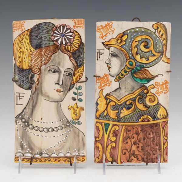 TWO ITALIAN PORTRAIT TILES FOR VIETRI