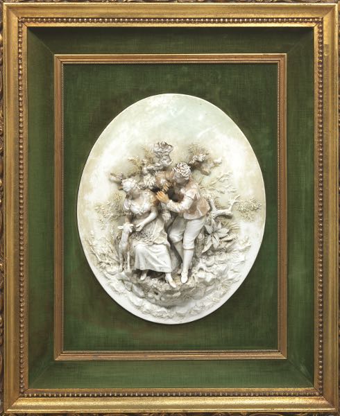 FRAMED BISQUE FIGURAL HIGH RELIEF 3a7250