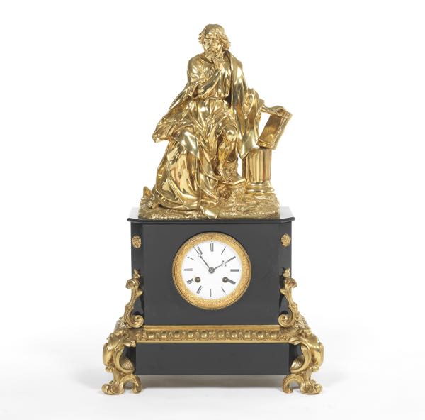 MASSIVE PRE 1850 FIGURAL MANTLE CLOCK