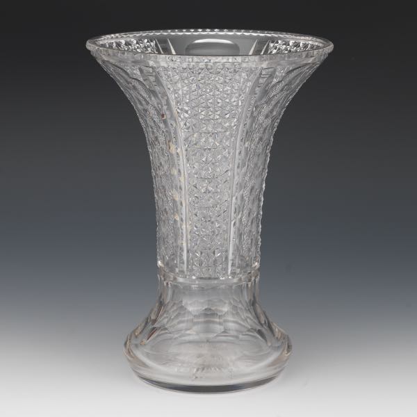 HAWKES CRYSTAL DIAMOND CUT FLARED VASE