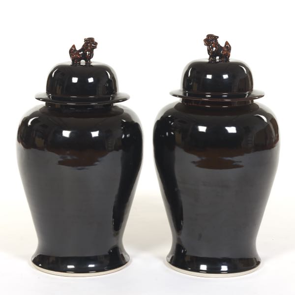 PAIR OF PALATIAL SIZE CHINESE BLACK