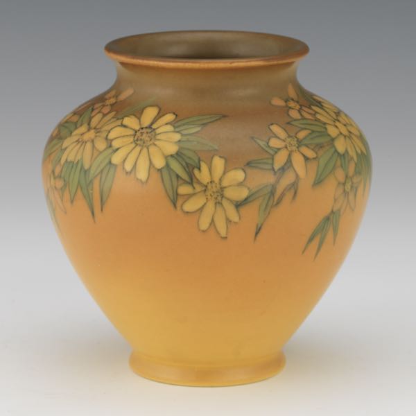 ROOKWOOD POTTERY VASE WITH DASIES