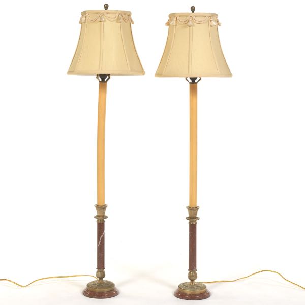 A PAIR OF FRENCH TALL MARBLE AND