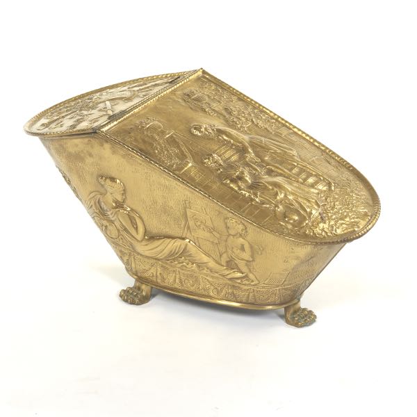 BRASS COAL SCUTTLE 13 H x 23 x 3a73e5