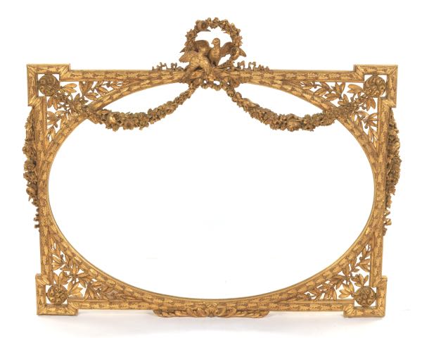 CARVED AND GILT MANTEL MIRROR 44"