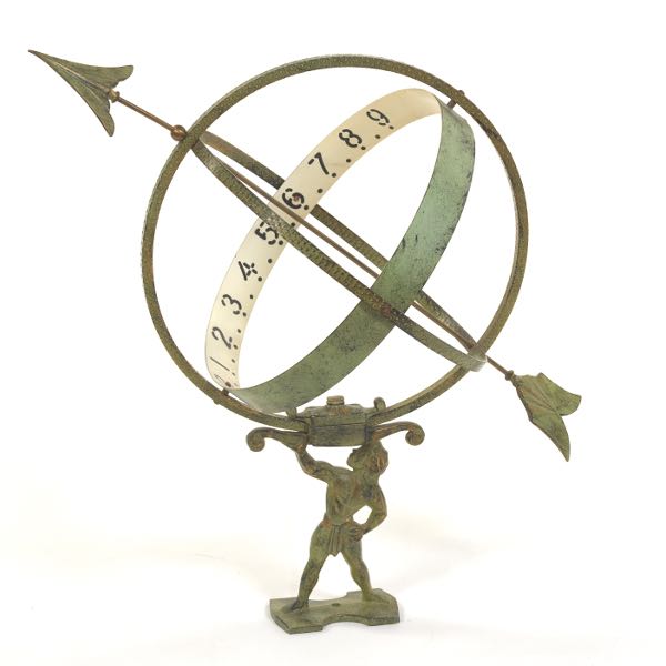 ART DECO STYLE FIGURAL ARMILLARY SUNDIAL