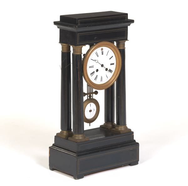 FRENCH EMPIRE PORTICO CLOCK, CA. 19TH