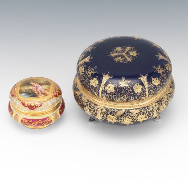 TWO GERMAN PORCELAIN VANITY TRINKET 3a7550