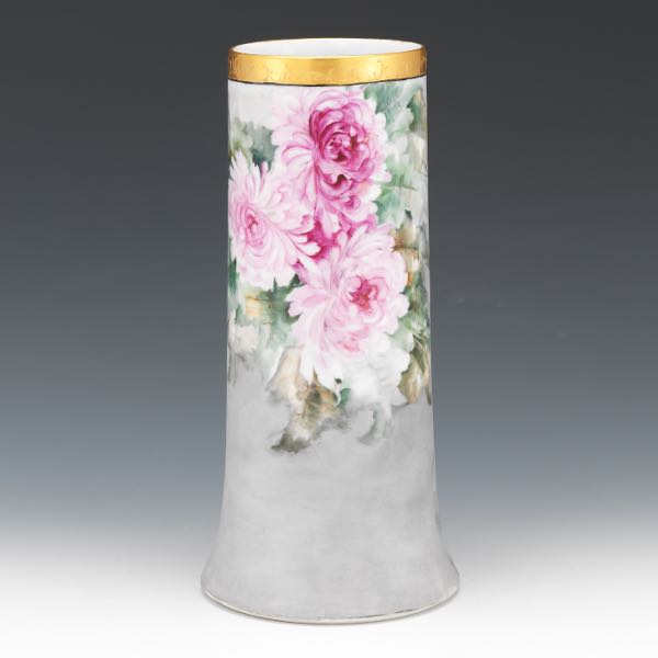 LIMOGES PORCELAIN FLORAL VASE 12½"