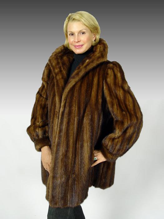 CHESTNUT MINK FUR CAR COAT: Length