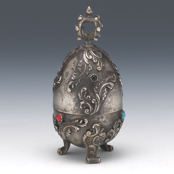 RUSSIAN FABERGE STYLE SILVER HUNTING