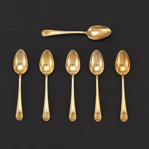 ANOTHER SET OF SIX GOLD DEMITASSE