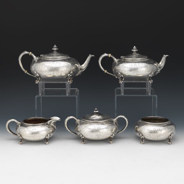 STERLING SILVER FIVE-PIECE TEA/COFFEE