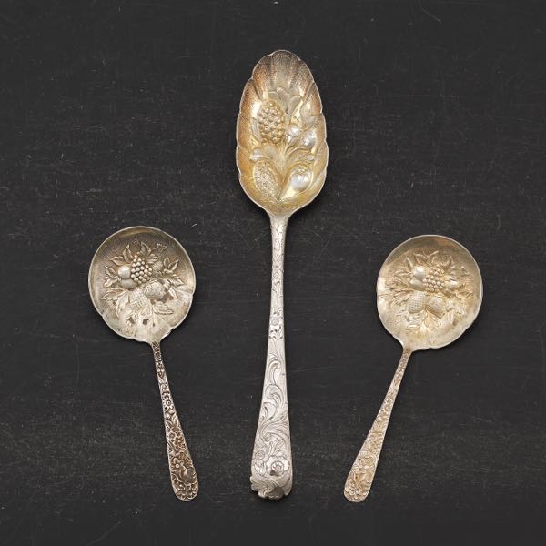 THREE STERLING SILVER SPOONS  Including