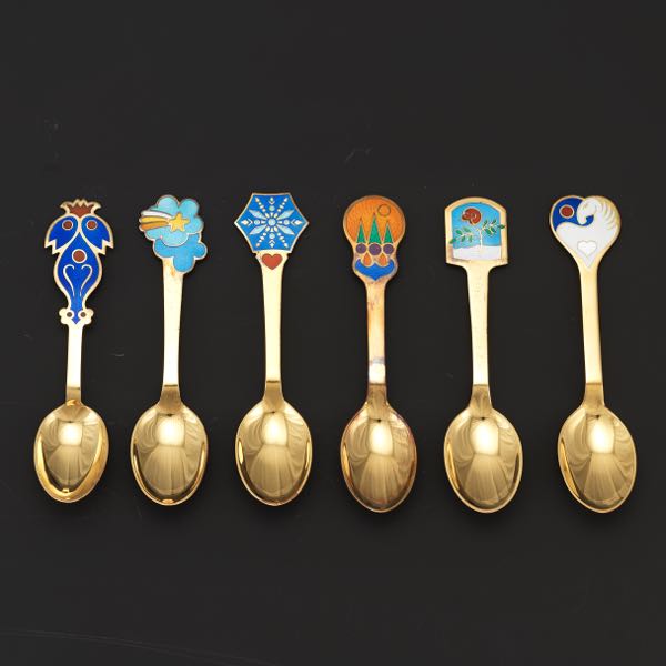 SIX A MICHELSON CHRISTMAS SPOONS,