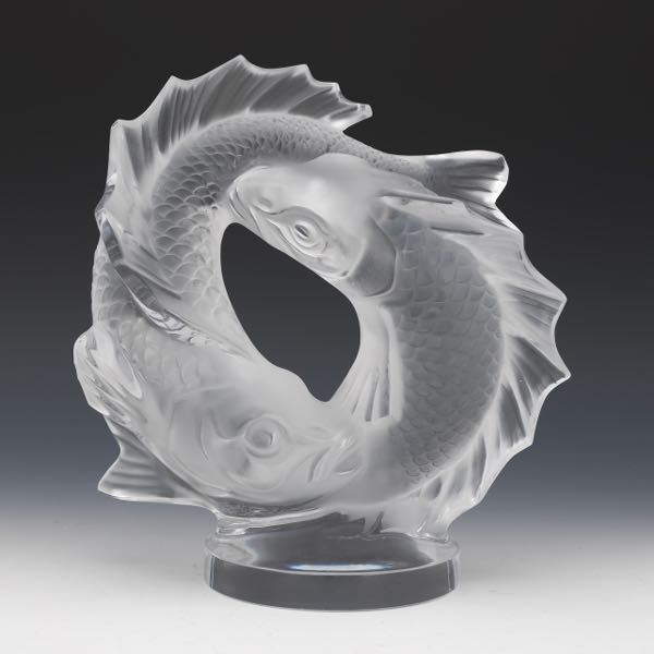 LALIQUE" DEUX POISSONS" SCULPTURE
