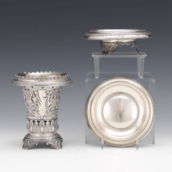 GREEK 900 SILVER NEOCLASSICAL VASE AND