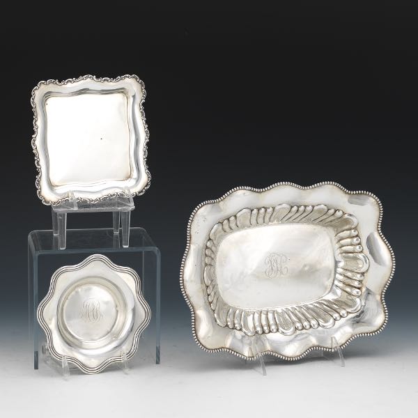 THREE STERLING DISHES BY MERIDEN BRITTANIA,