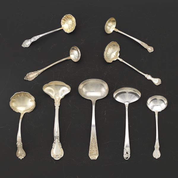 NINE STERLING SILVER LADLES INCLUDING 3a7ab5