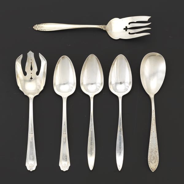 SIX STERLING SILVER SERVING PIECES