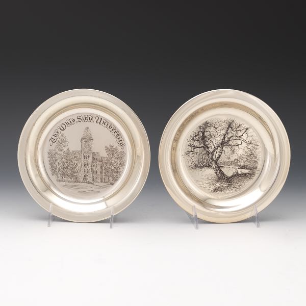 TWO STERLING SILVER COMMEMORATIVE PLATES