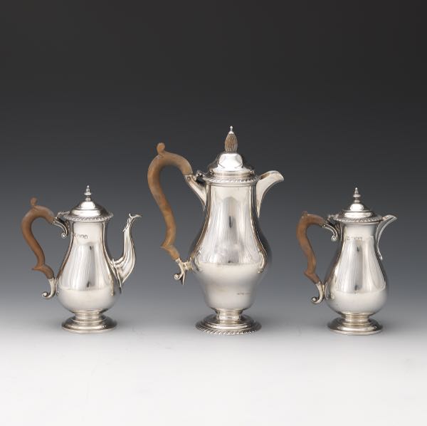 THREE STERLING SILVER POTS WITH PEAR