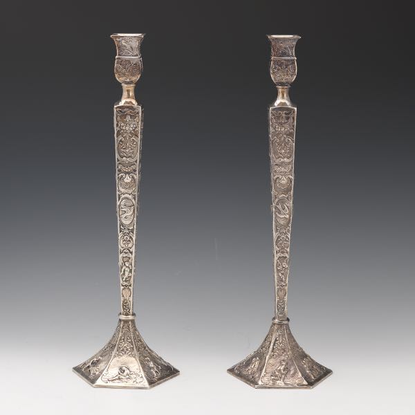 PAIR OF DUTCH OR FRENCH STYLE SILVER