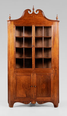 Fine Southern Inlaid Corner Cupboard 3a7b48