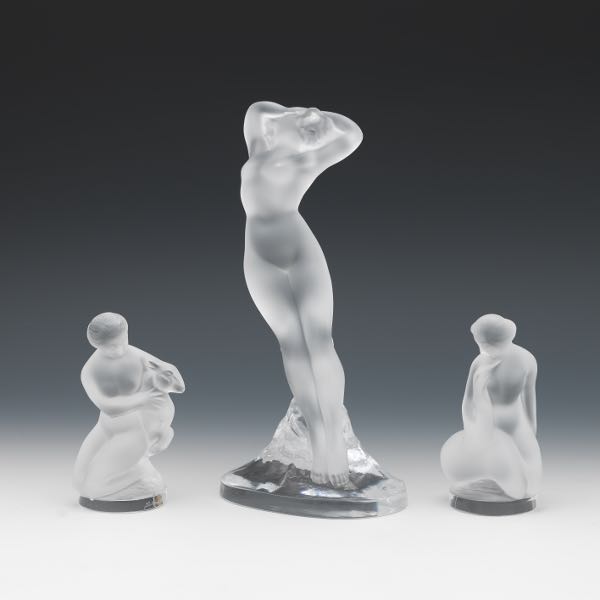 THREE LALIQUE CRYSTAL FEMALE SCULPTURES 3a7bd2