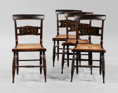 Set of Four Paint-Decorated Chairs American,