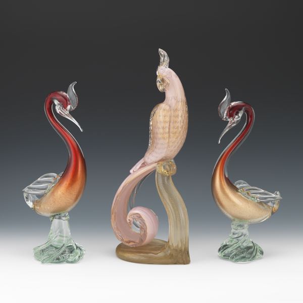 THREE VENETIAN GLASS BIRDS   3a7c43