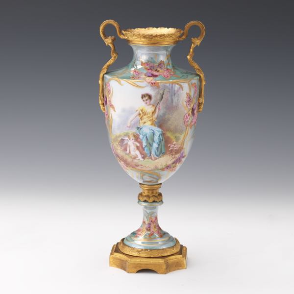 SEVRES STYLE VASE 11 x 5 Turquoise 3a7c9f