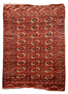 Turkmen Rug rows of guls on linear