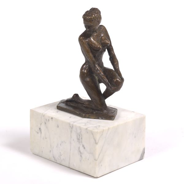 BONZE SCULPTURE OF A NUDE ON MARBLE
