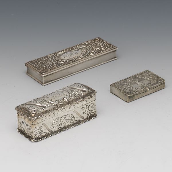 THREE STERLING SILVER STAMP BOXES  3a7dba